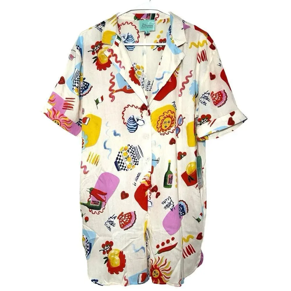NWT True Destinations Womens Sol Party Italian Summer Romper Size Medium - Picture 1 of 7